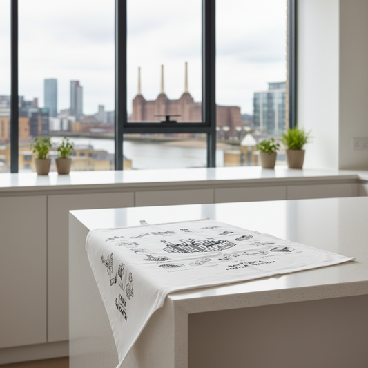 PRE ORDER Battersea Power Station - Mono Tea Towel