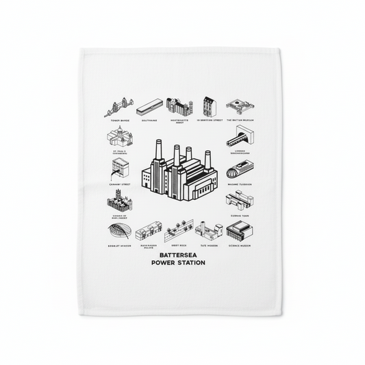 PRE ORDER Battersea Power Station - Mono Tea Towel